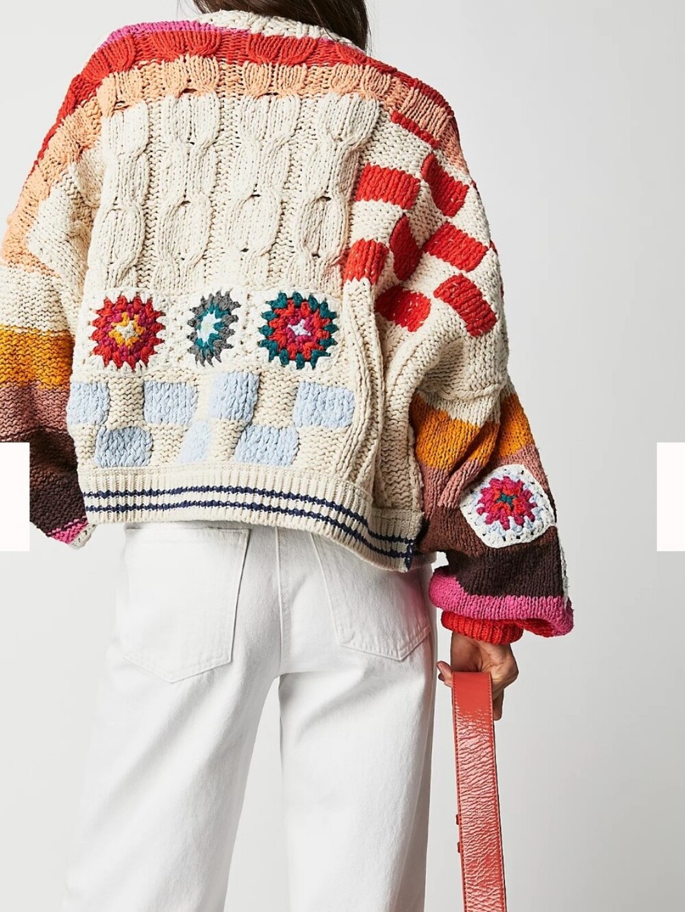 Free People Cream Multicolor Crochet Patchwork Cardigan - Picture 2 of 9